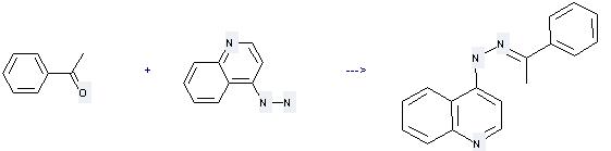 Quinoline, 4-hydrazinyl- can react with 1-Phenyl-ethanone to get Acetophenone quinol-4-yl hydrazone.